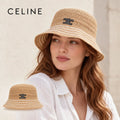 CELINE bucket hat worn by a female model, with product detail inset.