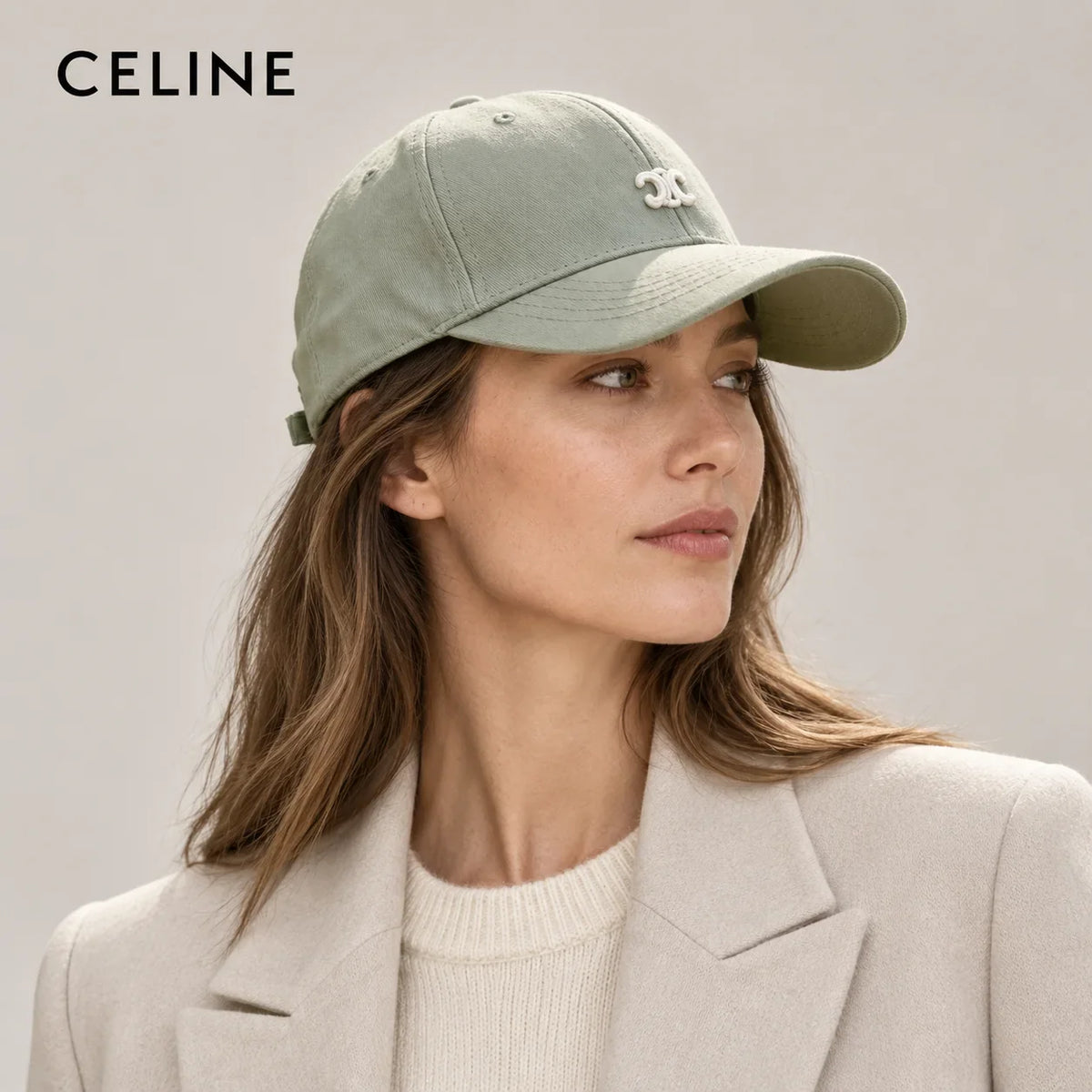 Celine baseball cap worn by an adult female model