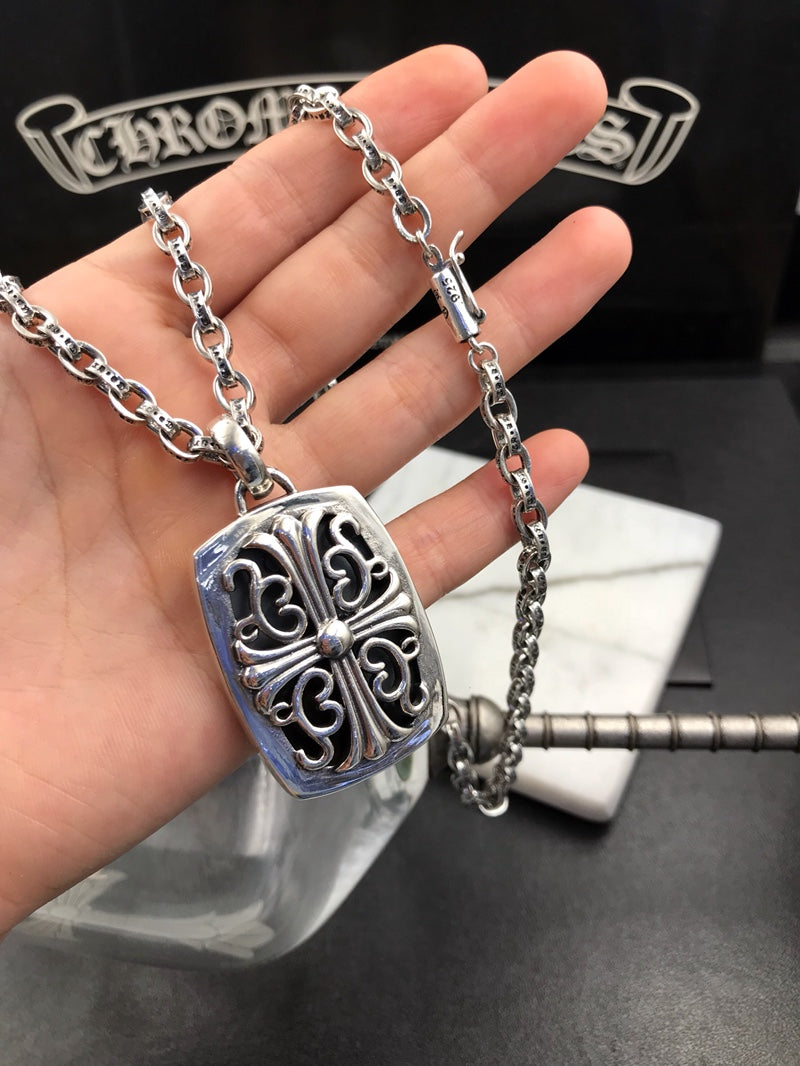 Chrome Hearts Cross Relief Square Tag Necklace - album image 2