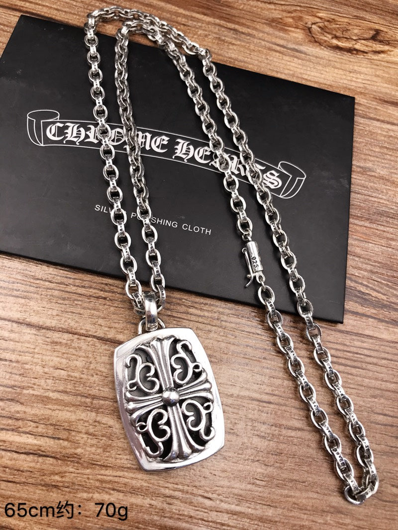 Chrome Hearts Cross Relief Square Tag Necklace - album image 3