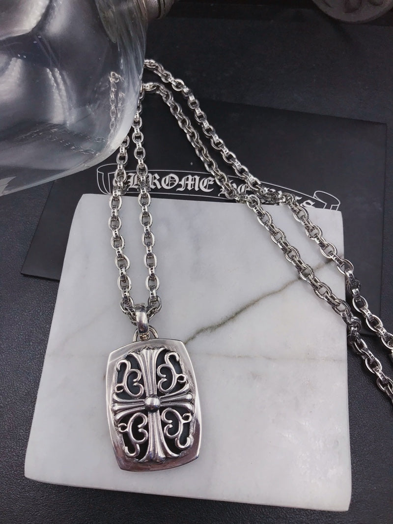 Chrome Hearts Cross Relief Square Tag Necklace - album image 1