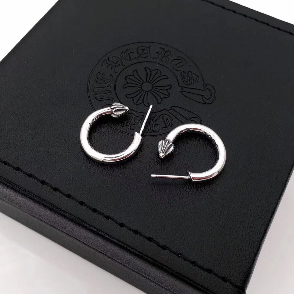 Chrome Hearts Smooth Silver-Tone Hoop Earrings - album image 1