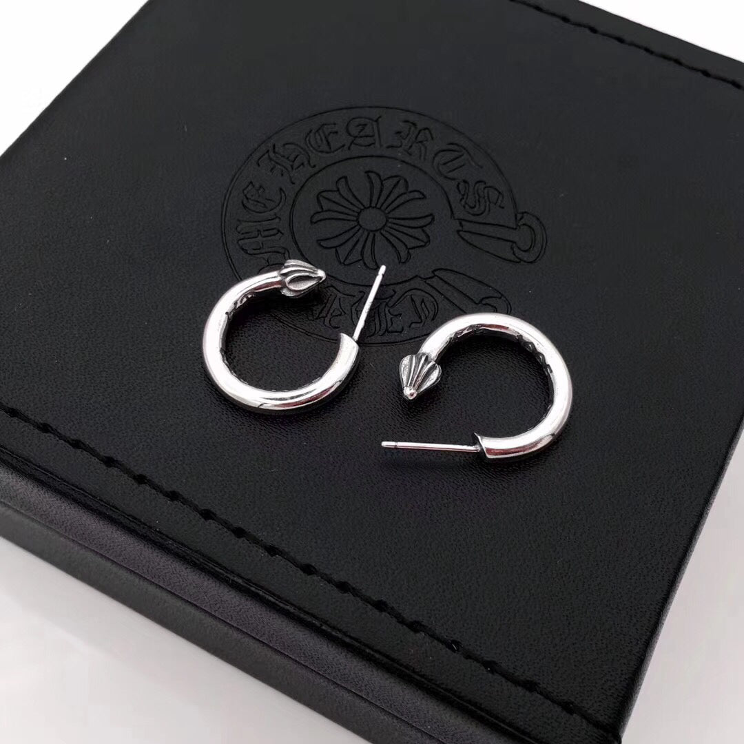 Chrome Hearts Smooth Silver-Tone Hoop Earrings - album image 1