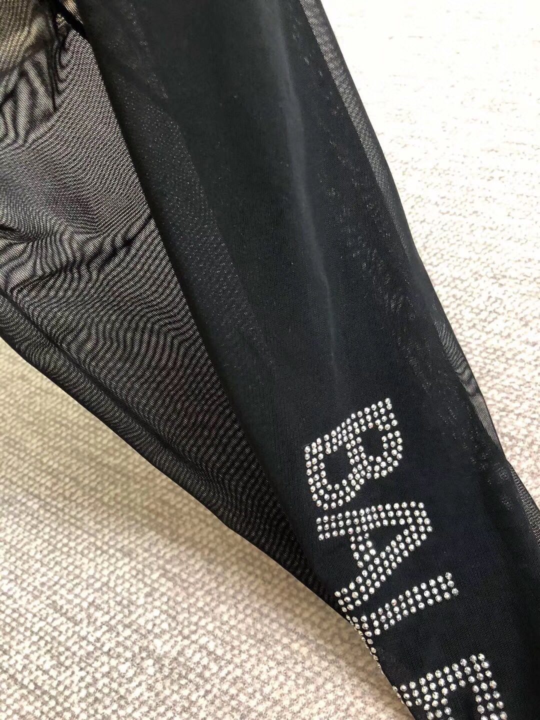 Balenciaga mesh vertical lettering pantyhose - view 2