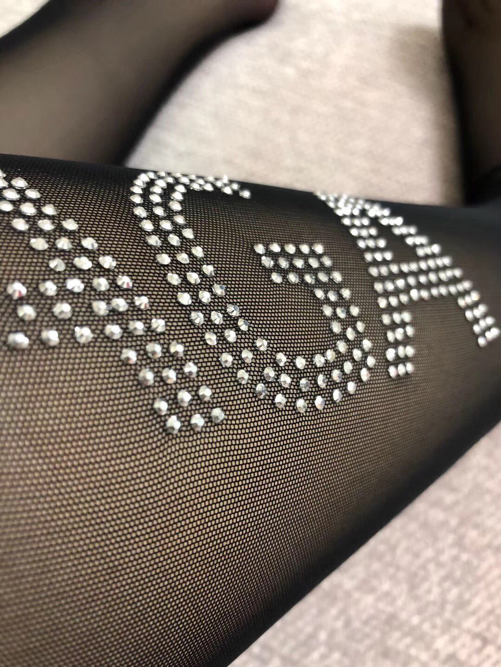 Balenciaga mesh vertical lettering pantyhose - view 6