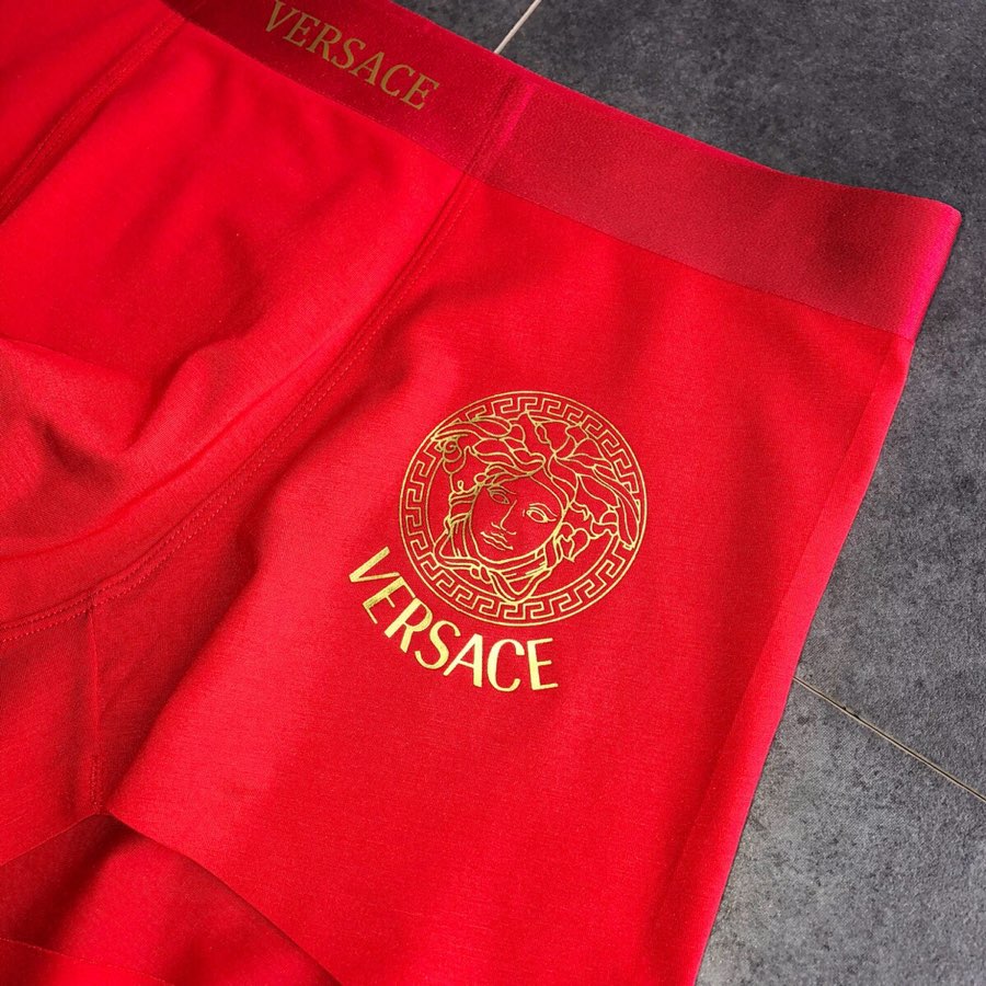 Versace red gold wordmark boxer briefs - view 7