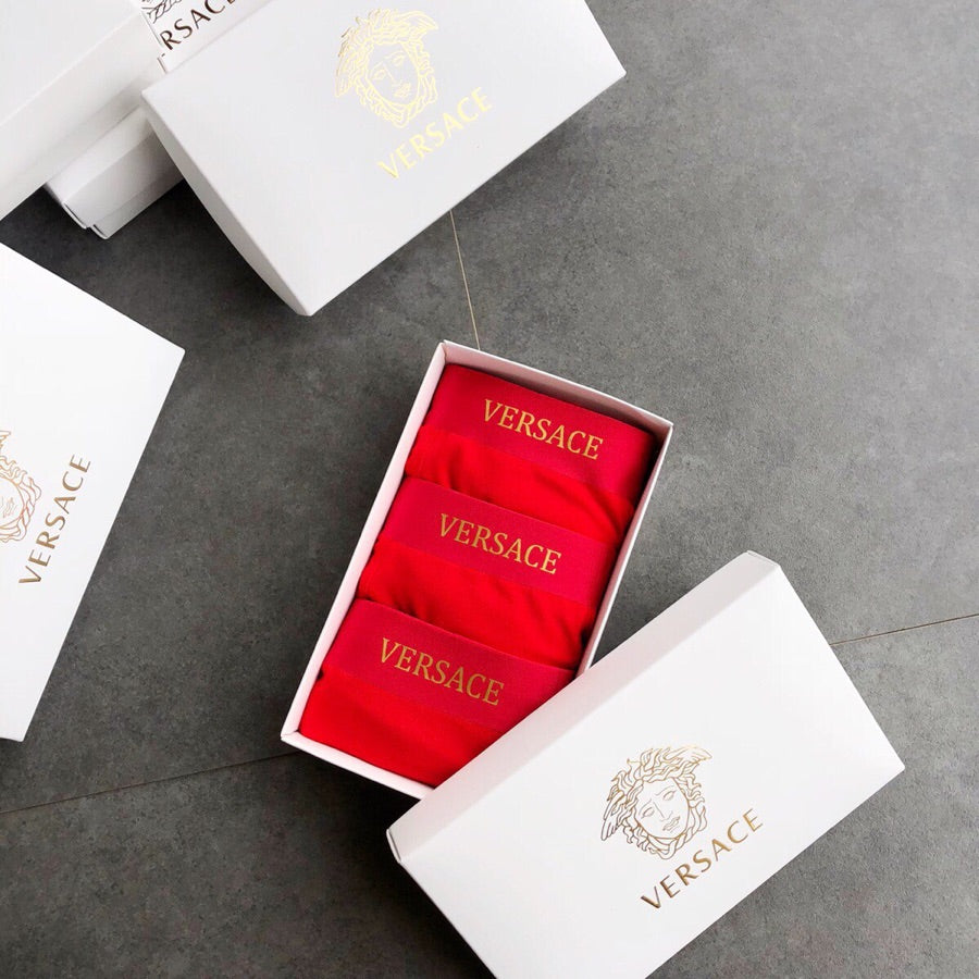 Versace red gold wordmark boxer briefs - view 1