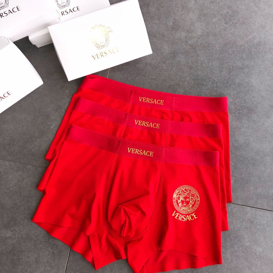 Versace red gold wordmark boxer briefs - view 5