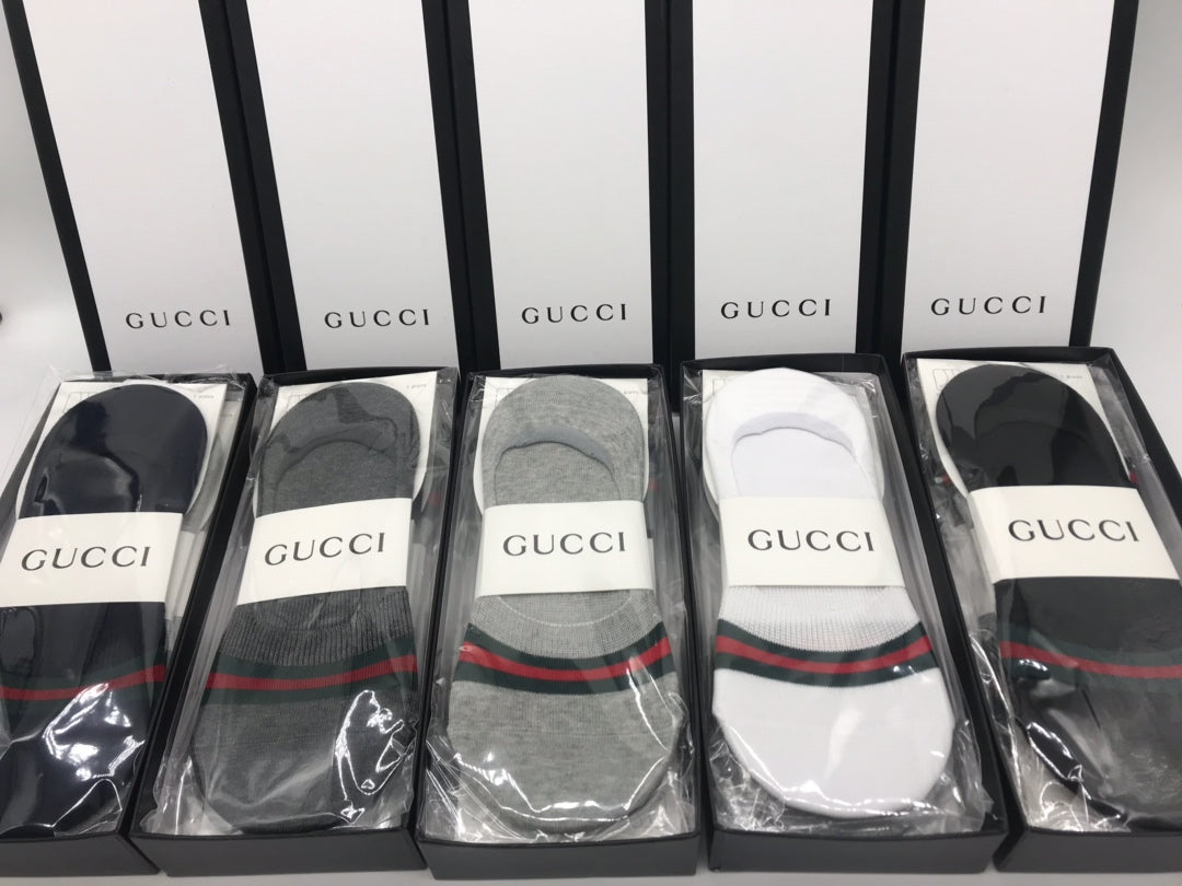 Gucci No-Show Socks - red-green bands across low-cut bodies - image 1