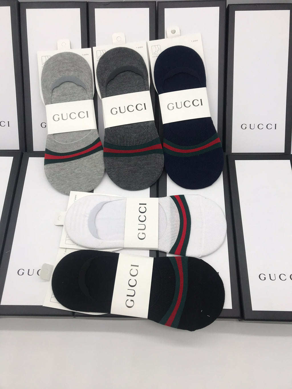 Gucci No-Show Socks - red-green bands across low-cut bodies - image 7