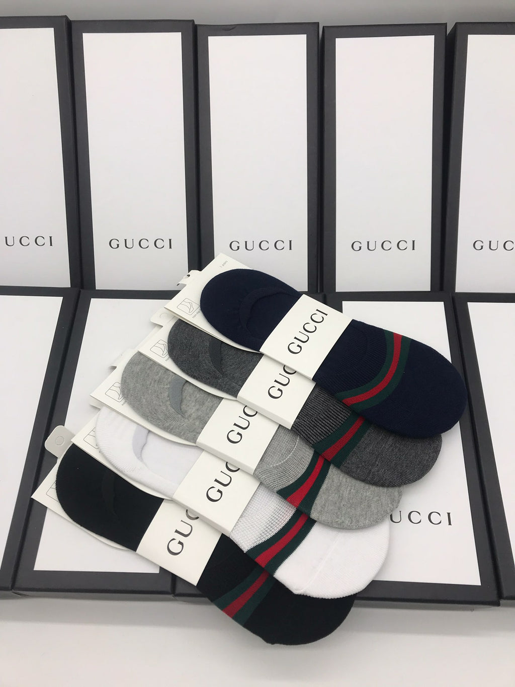 Gucci No-Show Socks - red-green bands across low-cut bodies - image 6