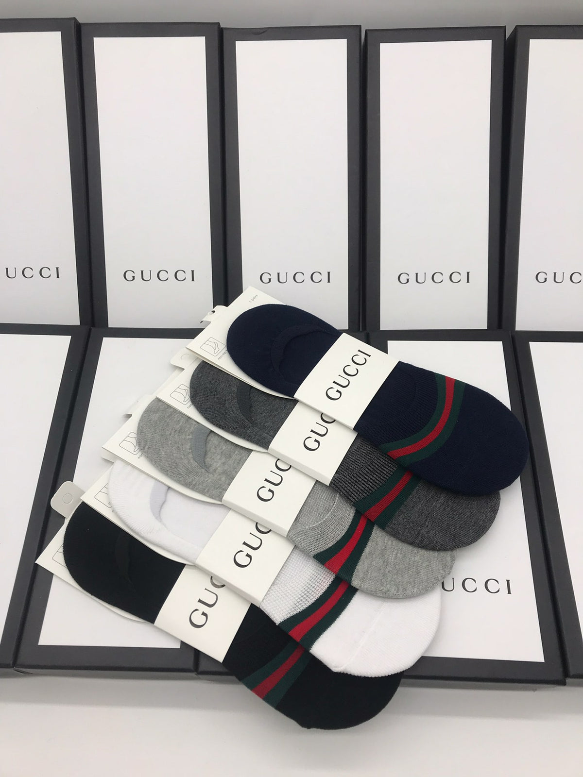 Gucci No-Show Socks - red-green bands across low-cut bodies - image 6