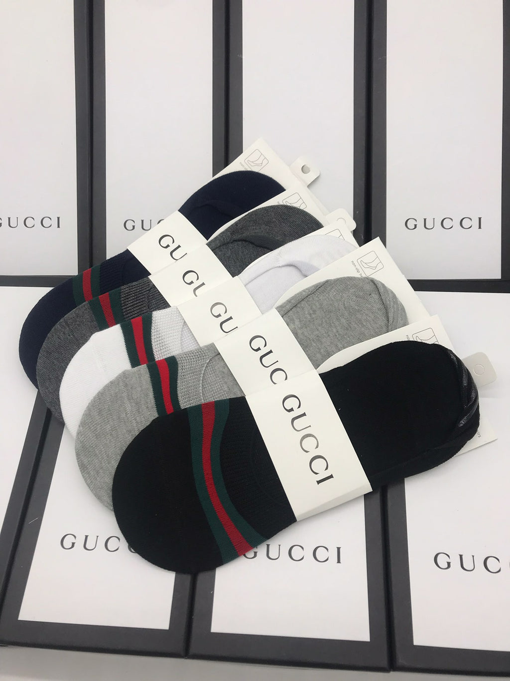 Gucci No-Show Socks - red-green bands across low-cut bodies - image 9