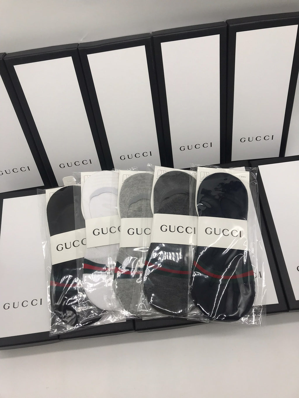 Gucci No-Show Socks - red-green bands across low-cut bodies - image 5