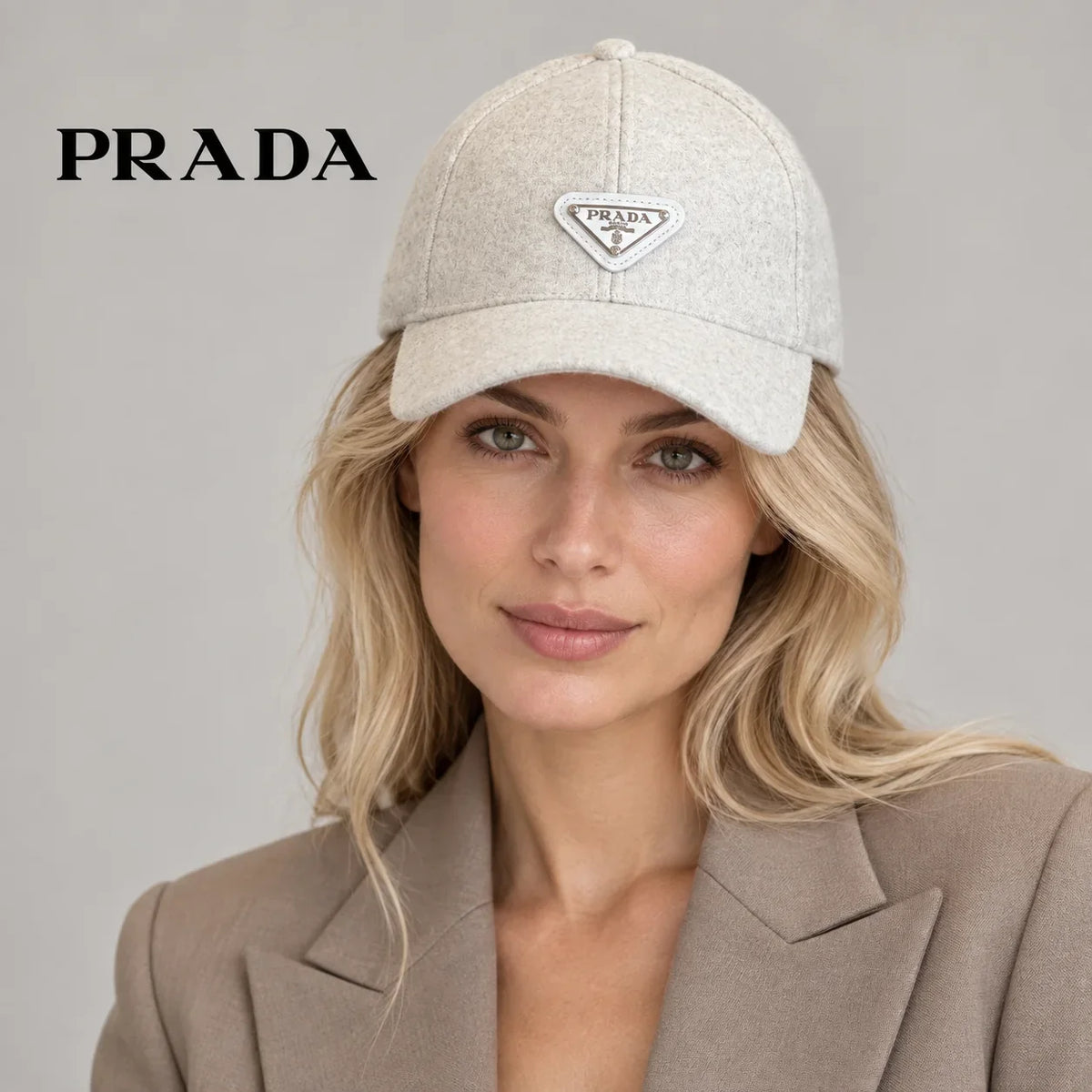 Prada baseball cap worn by an adult female model
