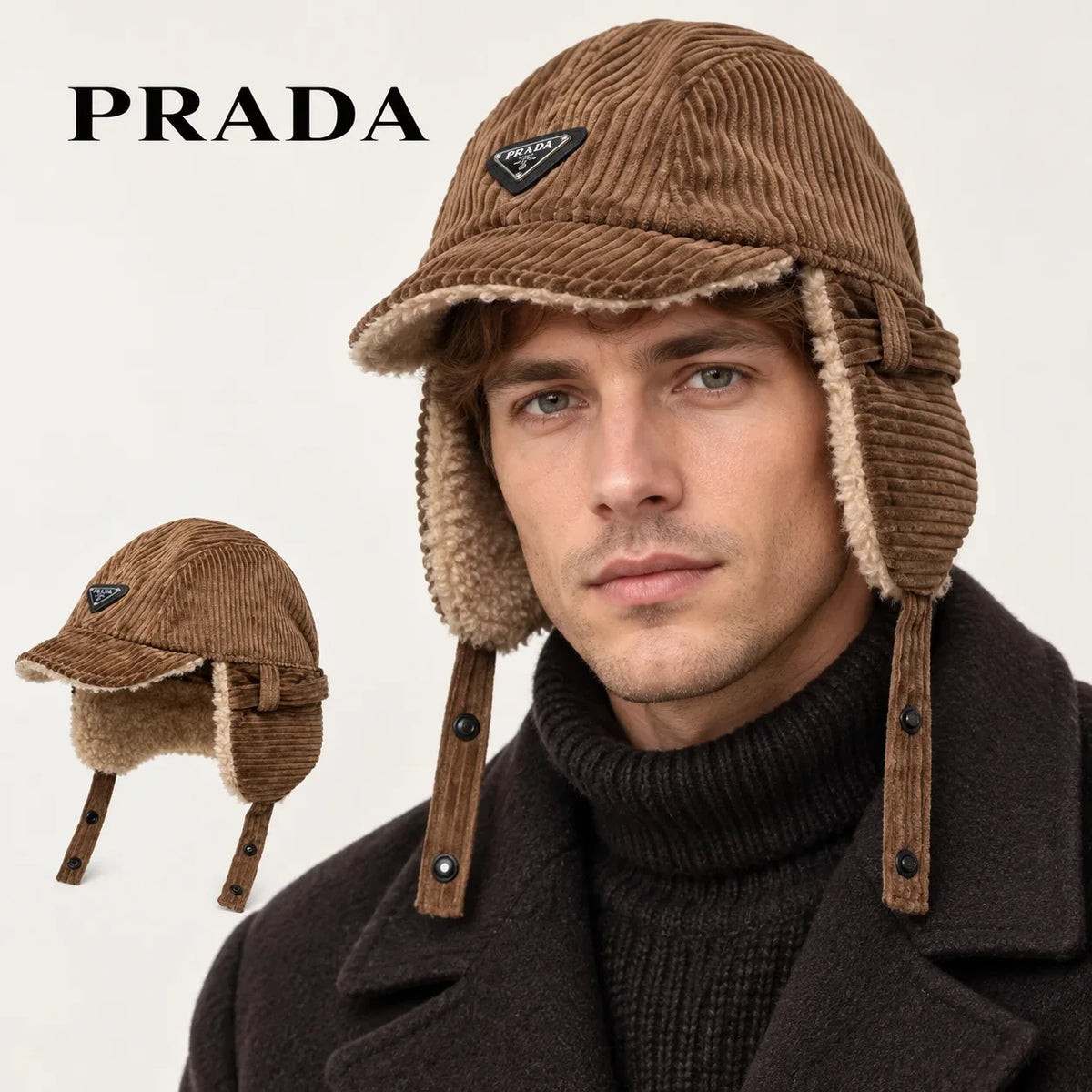Prada Corduroy Earflap Hat - image 1