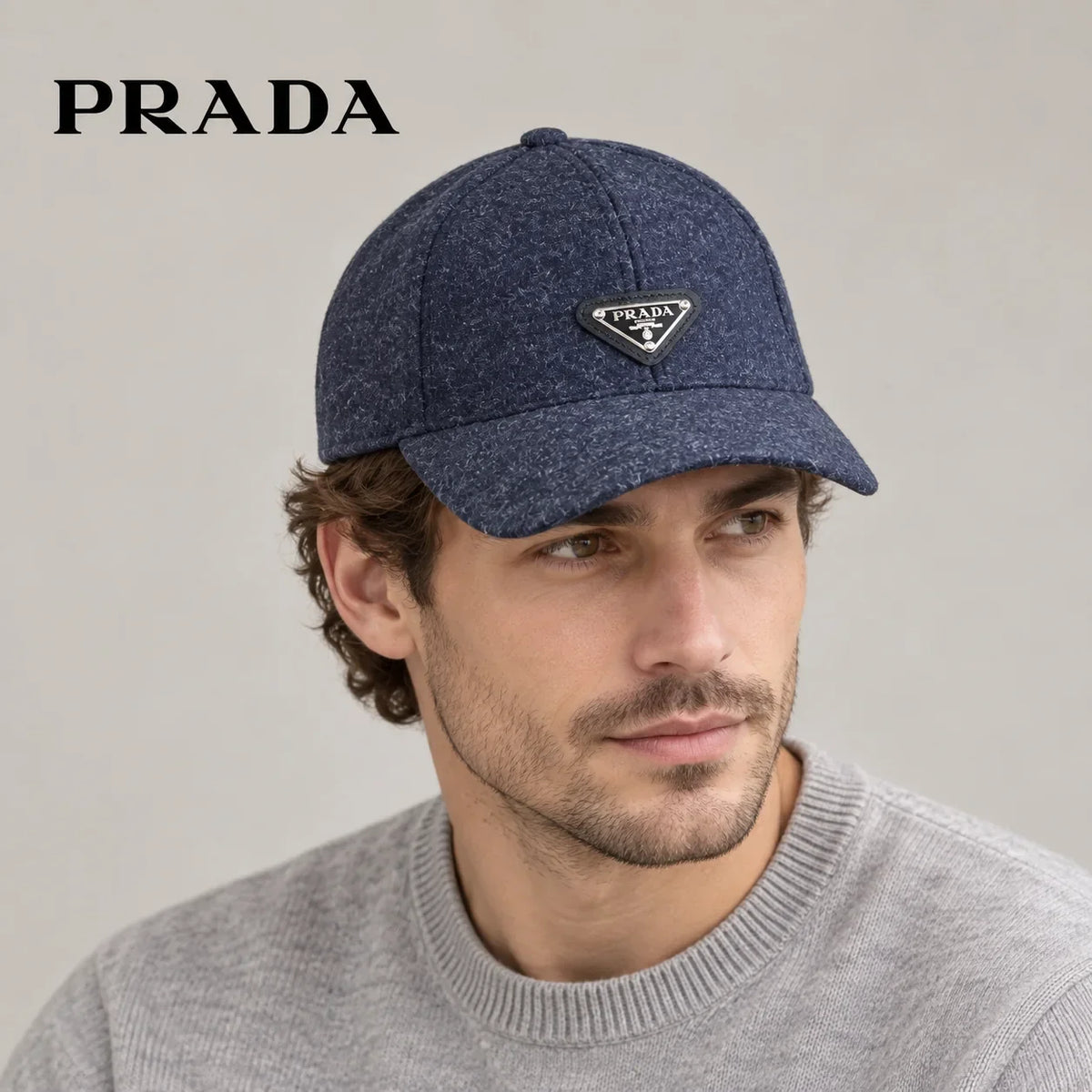 Prada baseball cap worn by an adult male model