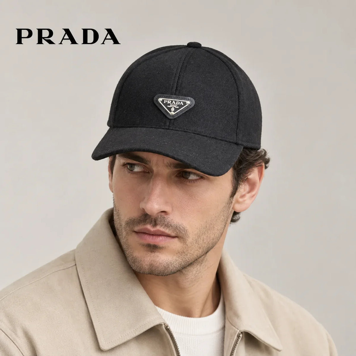 Prada baseball cap worn by an adult male model