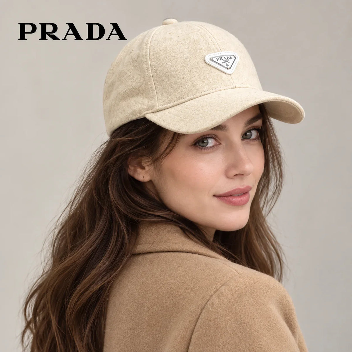 Prada baseball cap worn by an adult female model