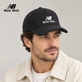 NB / miu miu baseball cap worn by an adult male model