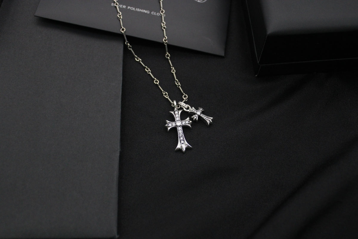 Chrome Hearts Clear Accent Double Cross Necklace - album image 1