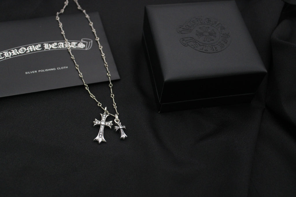 Chrome Hearts Clear Accent Double Cross Necklace - album image 2