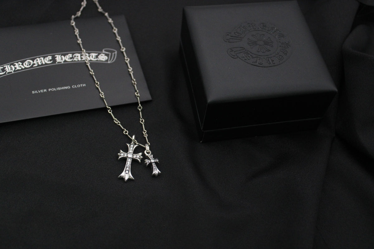 Chrome Hearts Clear Accent Double Cross Necklace - album image 2
