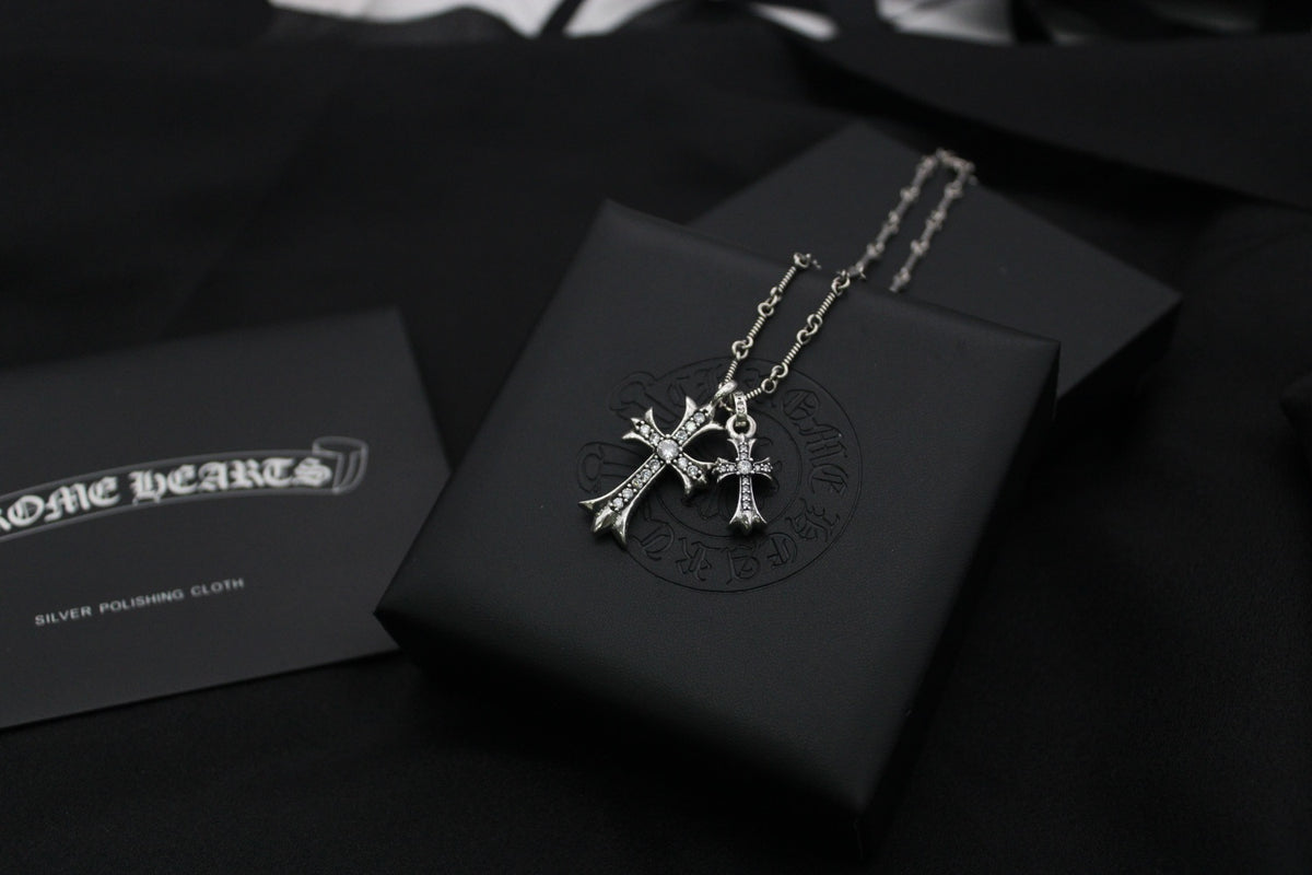 Chrome Hearts Clear Accent Double Cross Necklace - album image 3