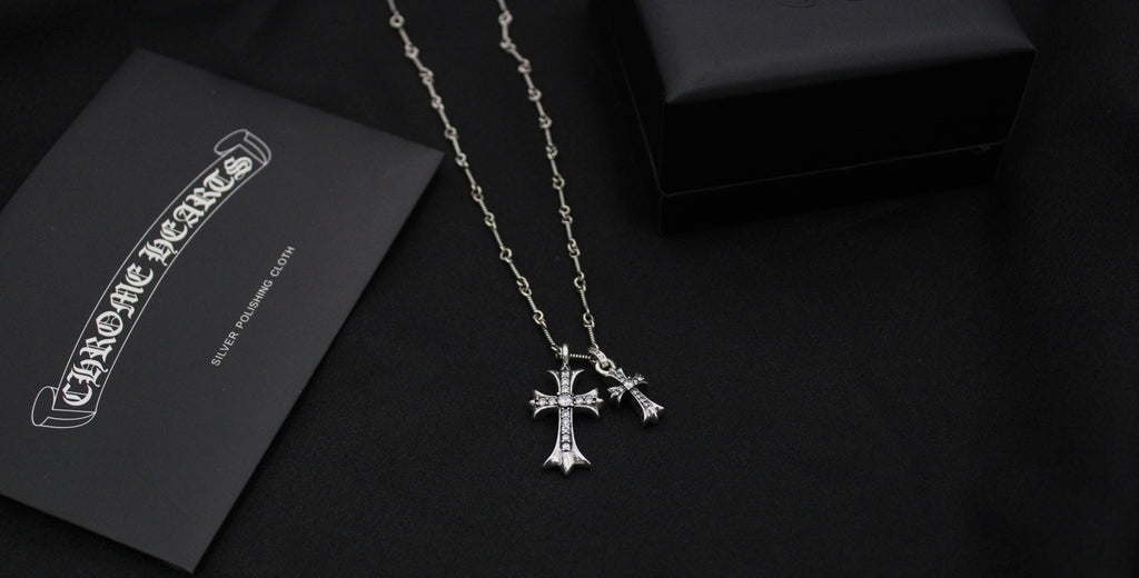 Chrome Hearts Clear Accent Double Cross Necklace - album image 4
