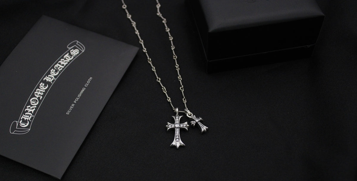 Chrome Hearts Clear Accent Double Cross Necklace - album image 4