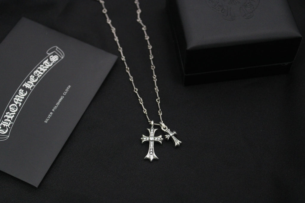 Chrome Hearts Clear Accent Double Cross Necklace - album image 5
