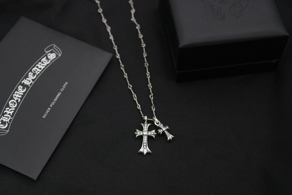 Chrome Hearts Clear Accent Double Cross Necklace - album image 5