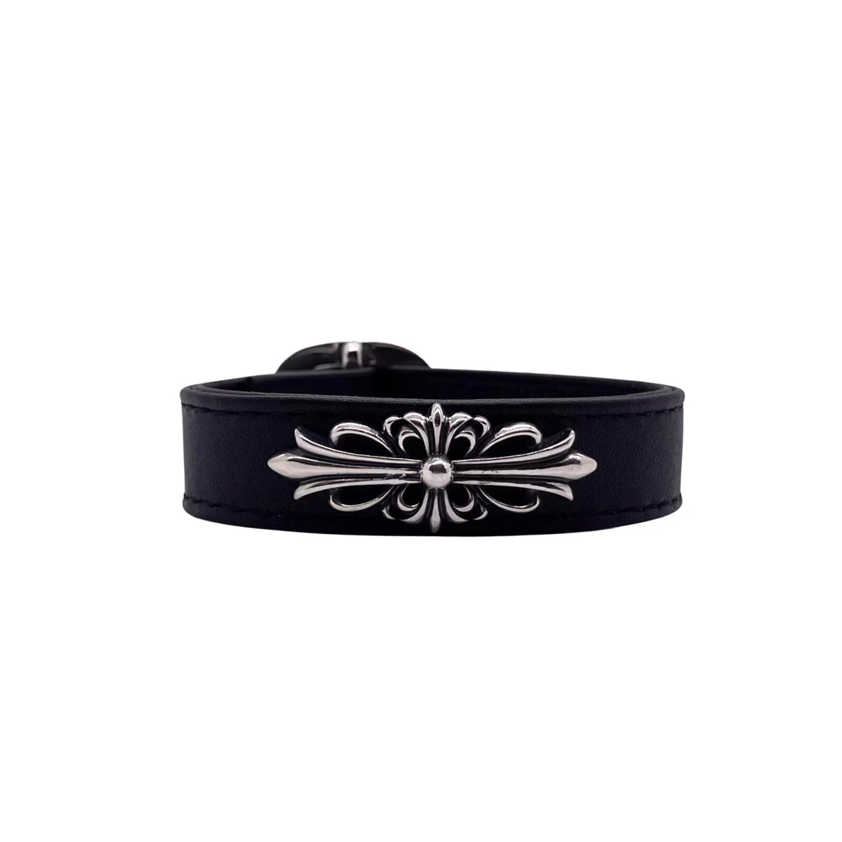 Chrome Hearts Black Band Fleur Cuff Bracelet - album image 1