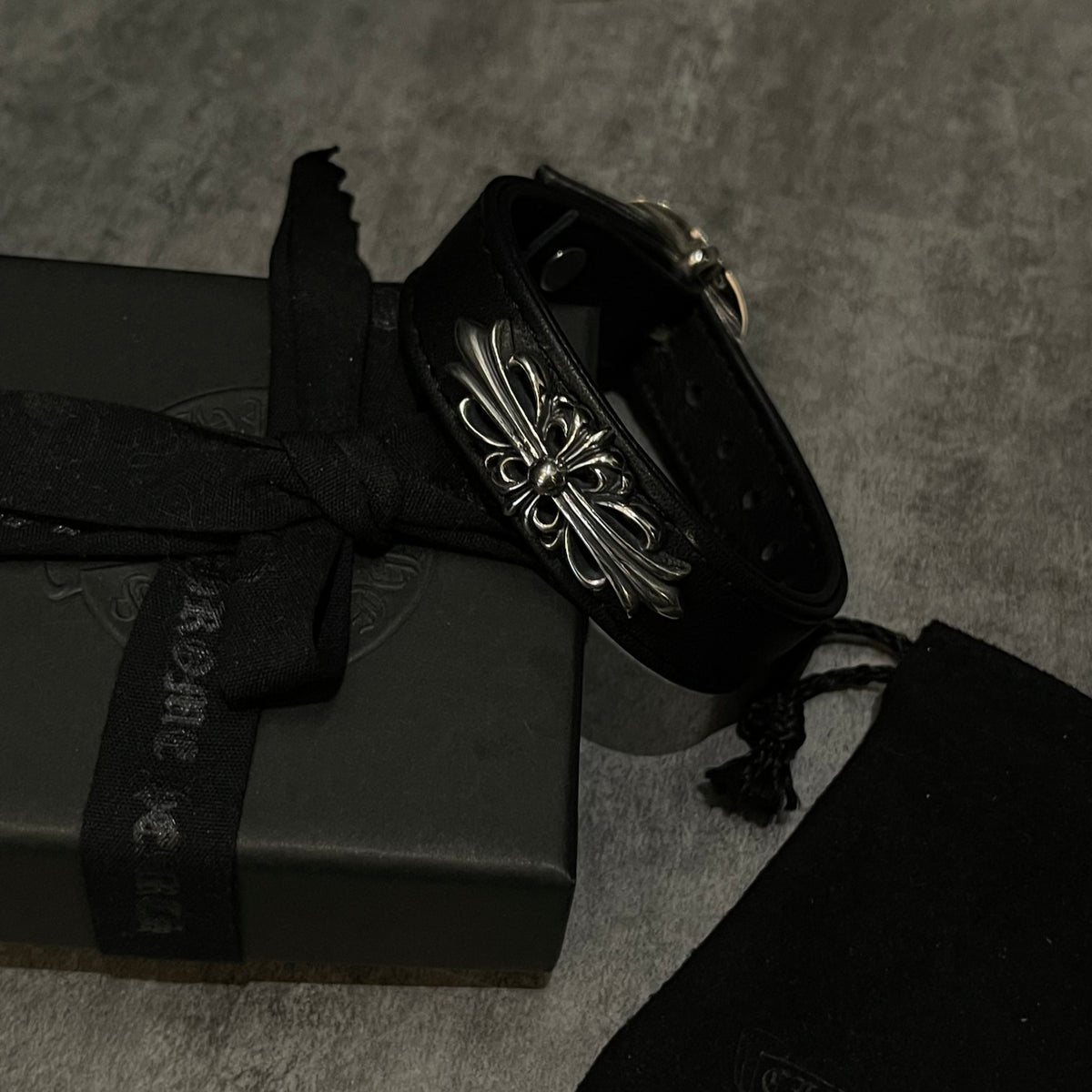 Chrome Hearts Black Band Fleur Cuff Bracelet - album image 7