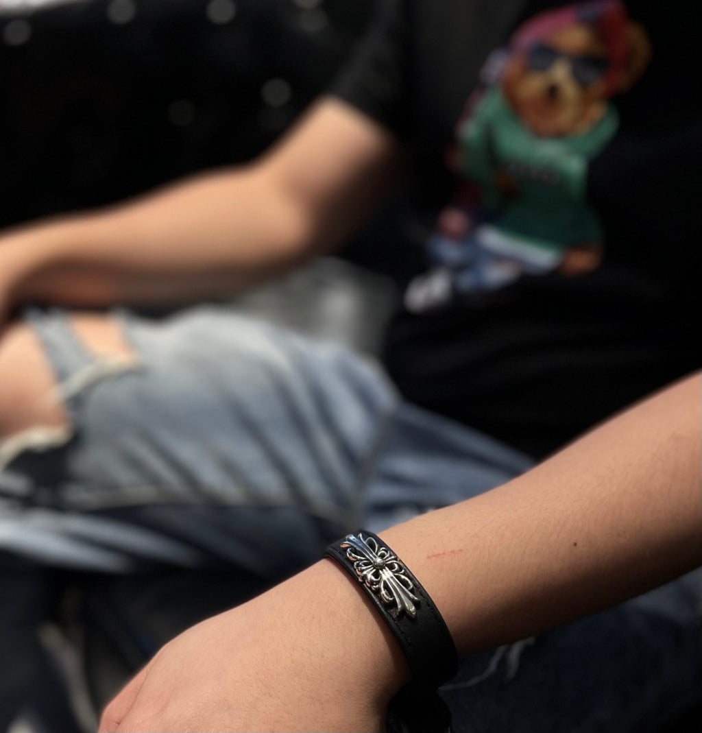 Chrome Hearts Black Band Fleur Cuff Bracelet - album image 9