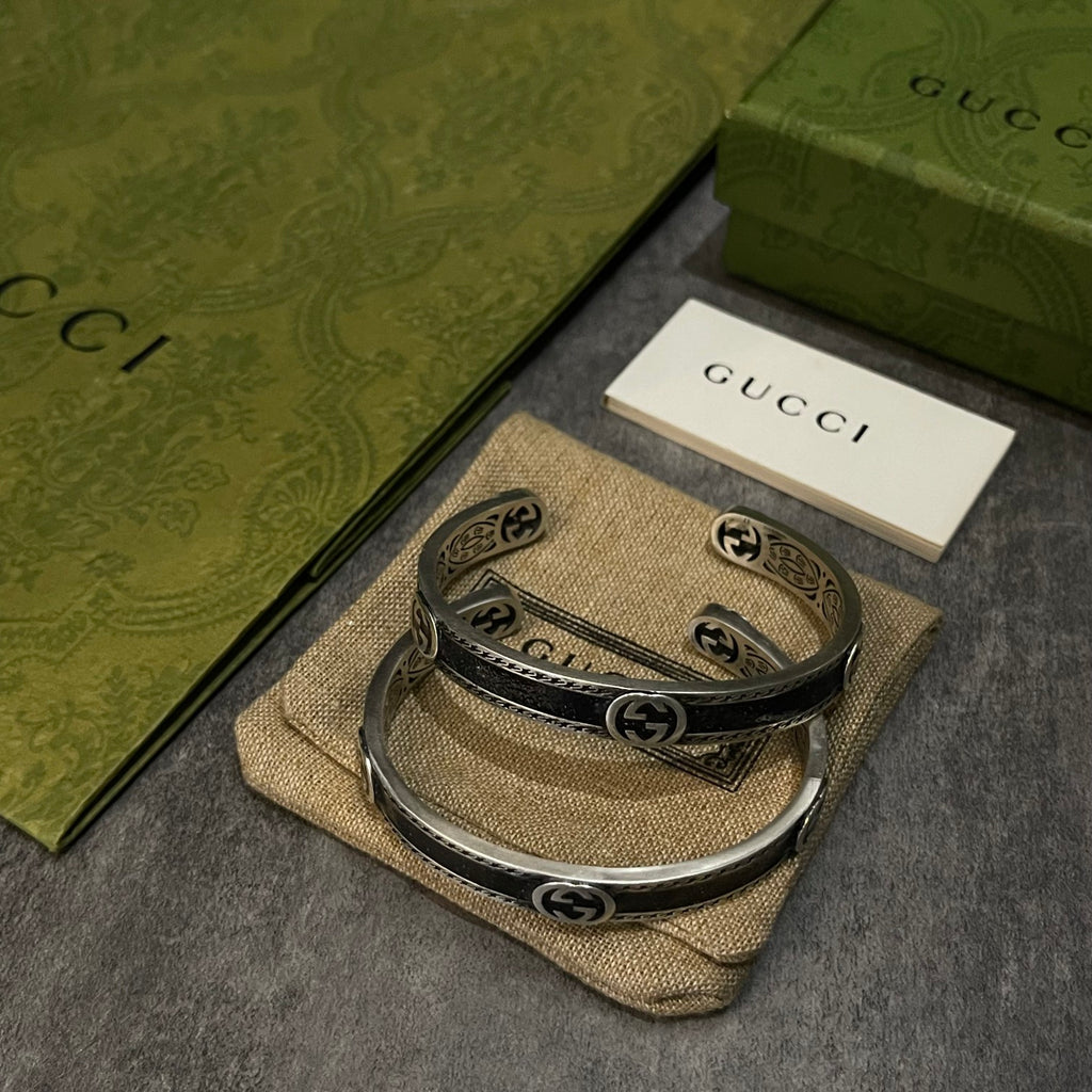Gucci Interlocking G Enamel Woven Antiqued Bangle - album image 8