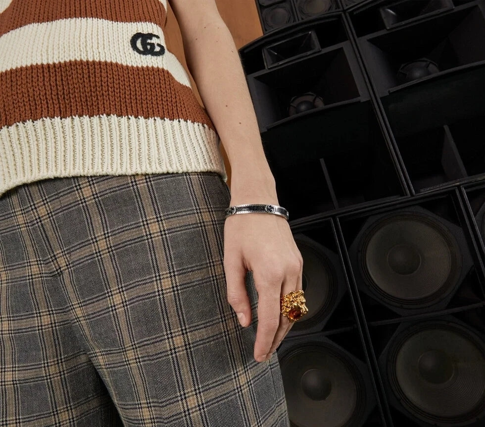 Gucci Interlocking G Enamel Woven Antiqued Bangle - album image 9