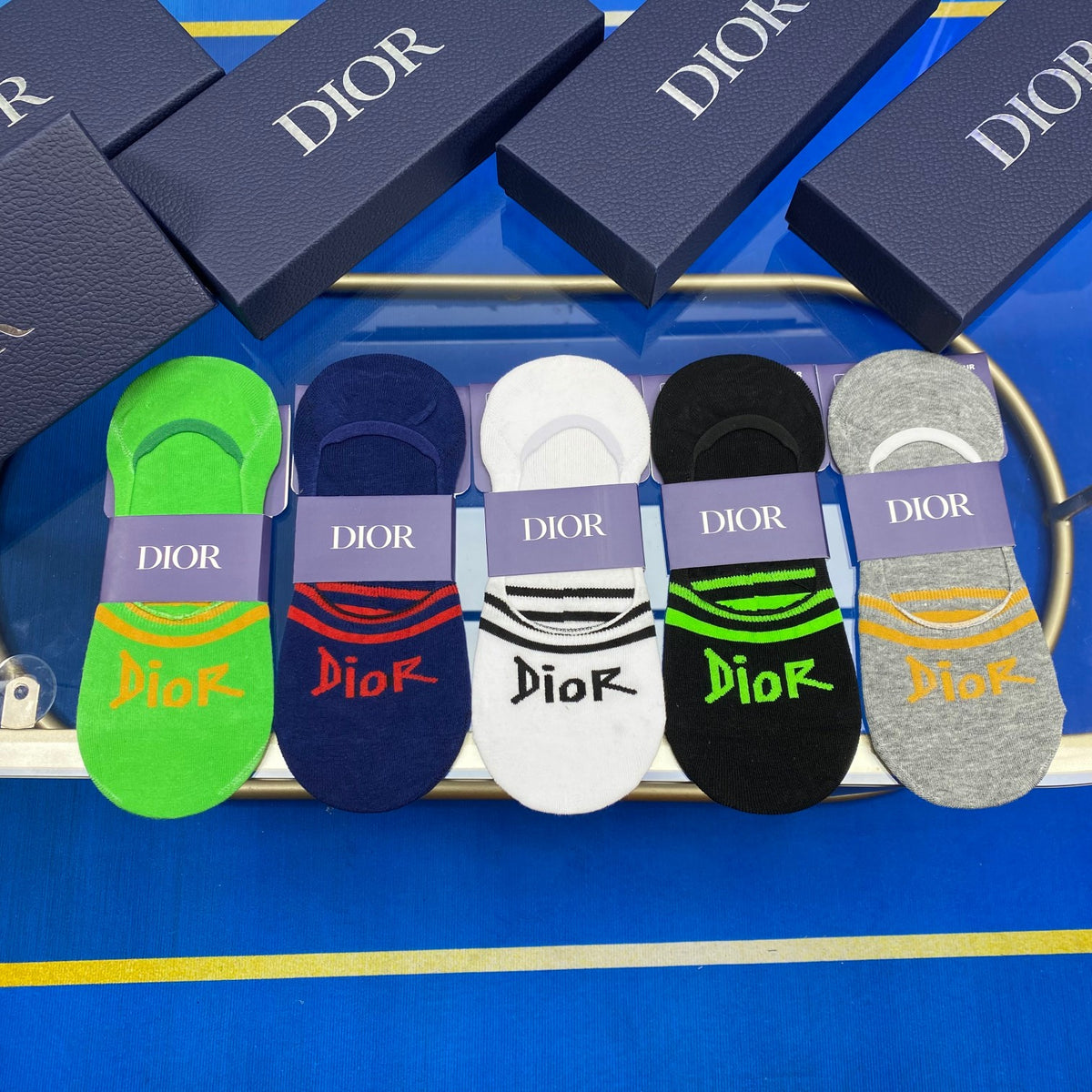 Dior bright stripe wordmark ankle socks - view 2