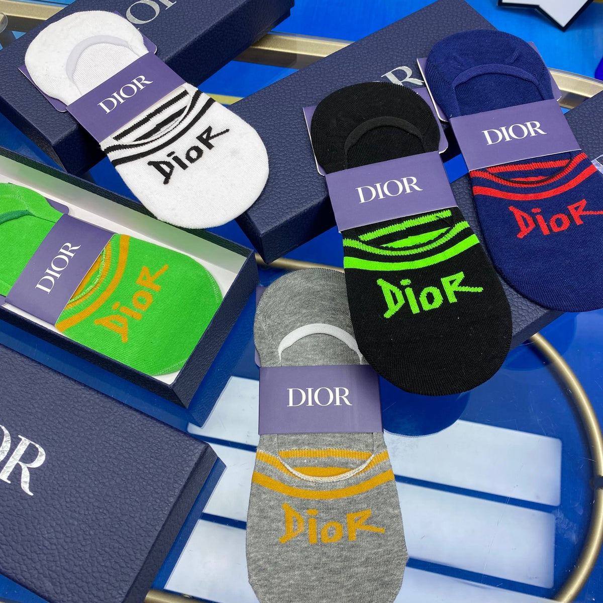 Dior bright stripe wordmark ankle socks - view 3