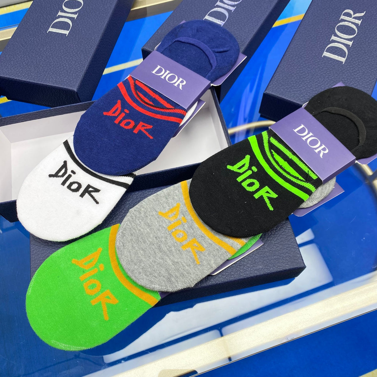 Dior bright stripe wordmark ankle socks - view 5