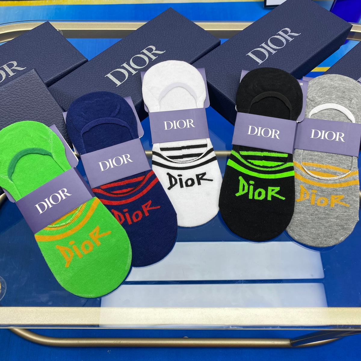 Dior bright stripe wordmark ankle socks - view 6
