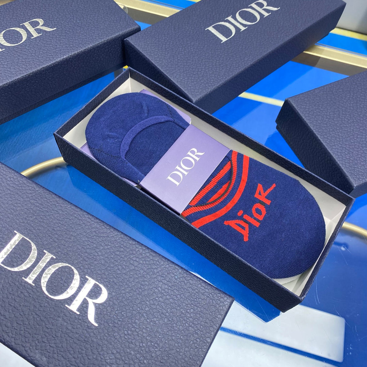 Dior bright stripe wordmark ankle socks - view 9
