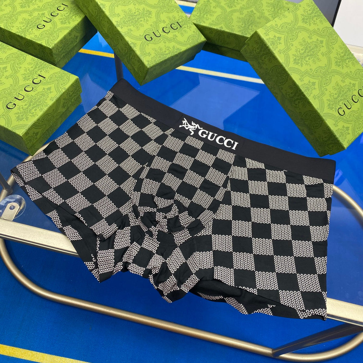 Gucci checkerboard lettered waist boxer briefs - view 6