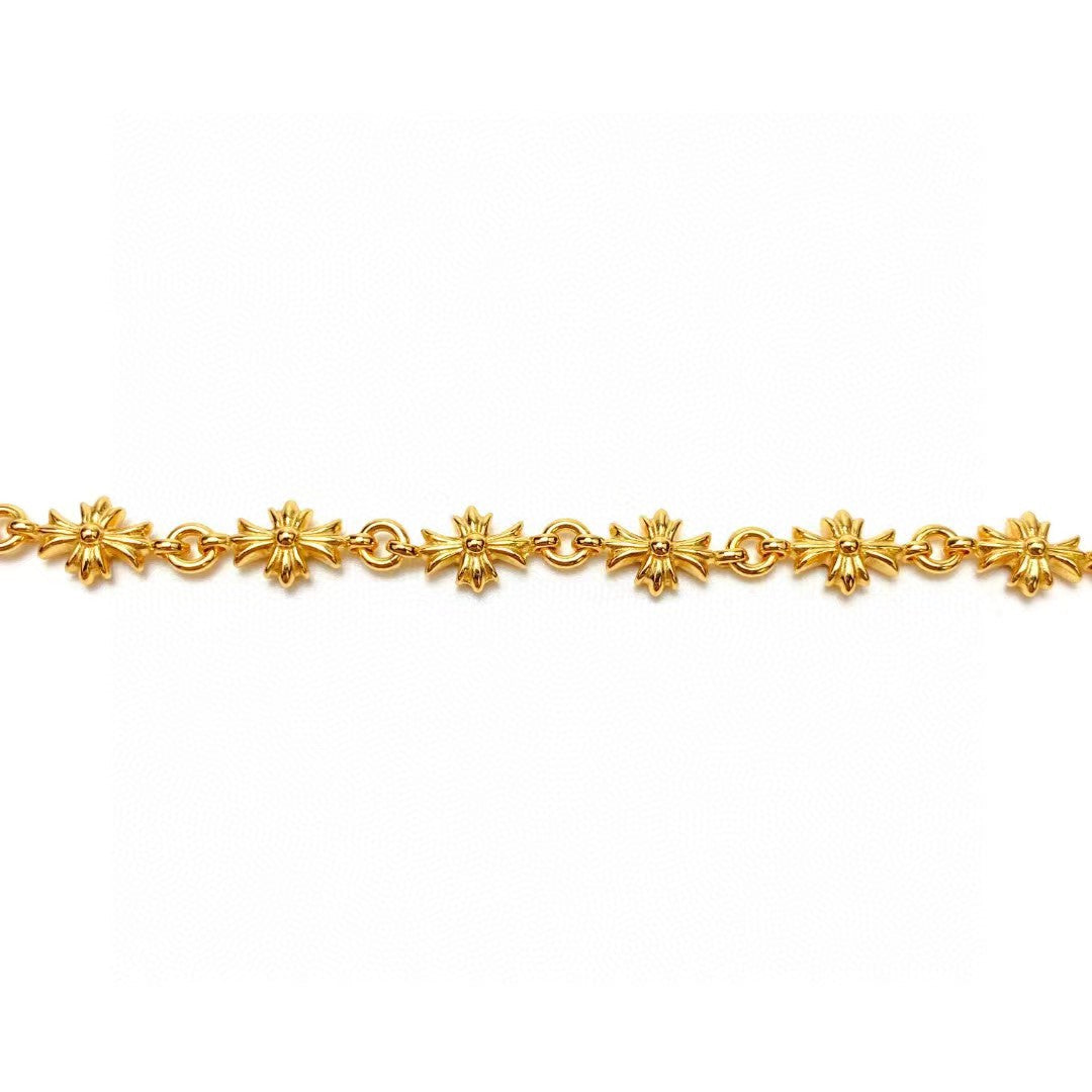 Chrome Hearts Gold-Tone Green Accent Cross Bracelet - album image 3
