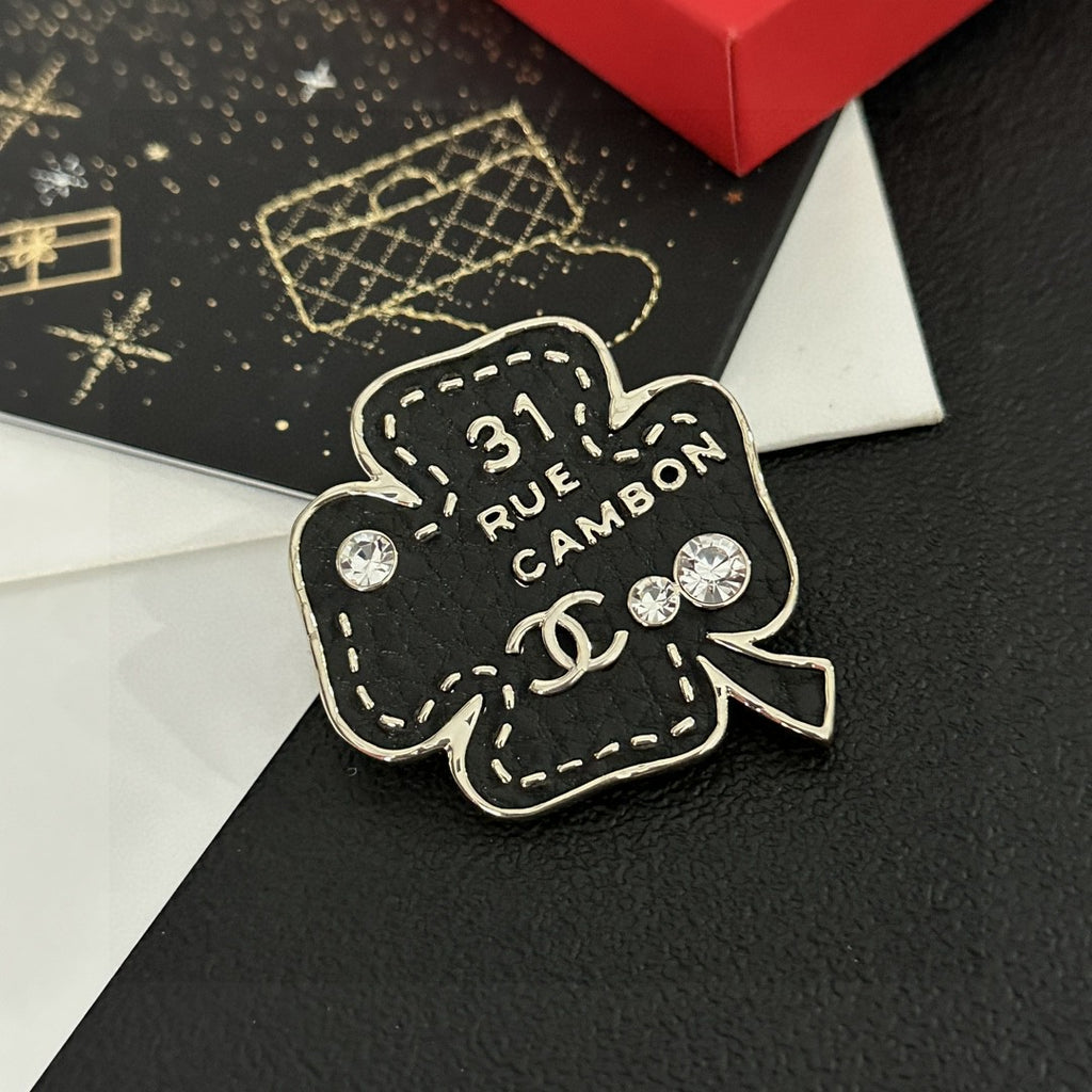 Chanel Black Clover Address Brooch - album image 4