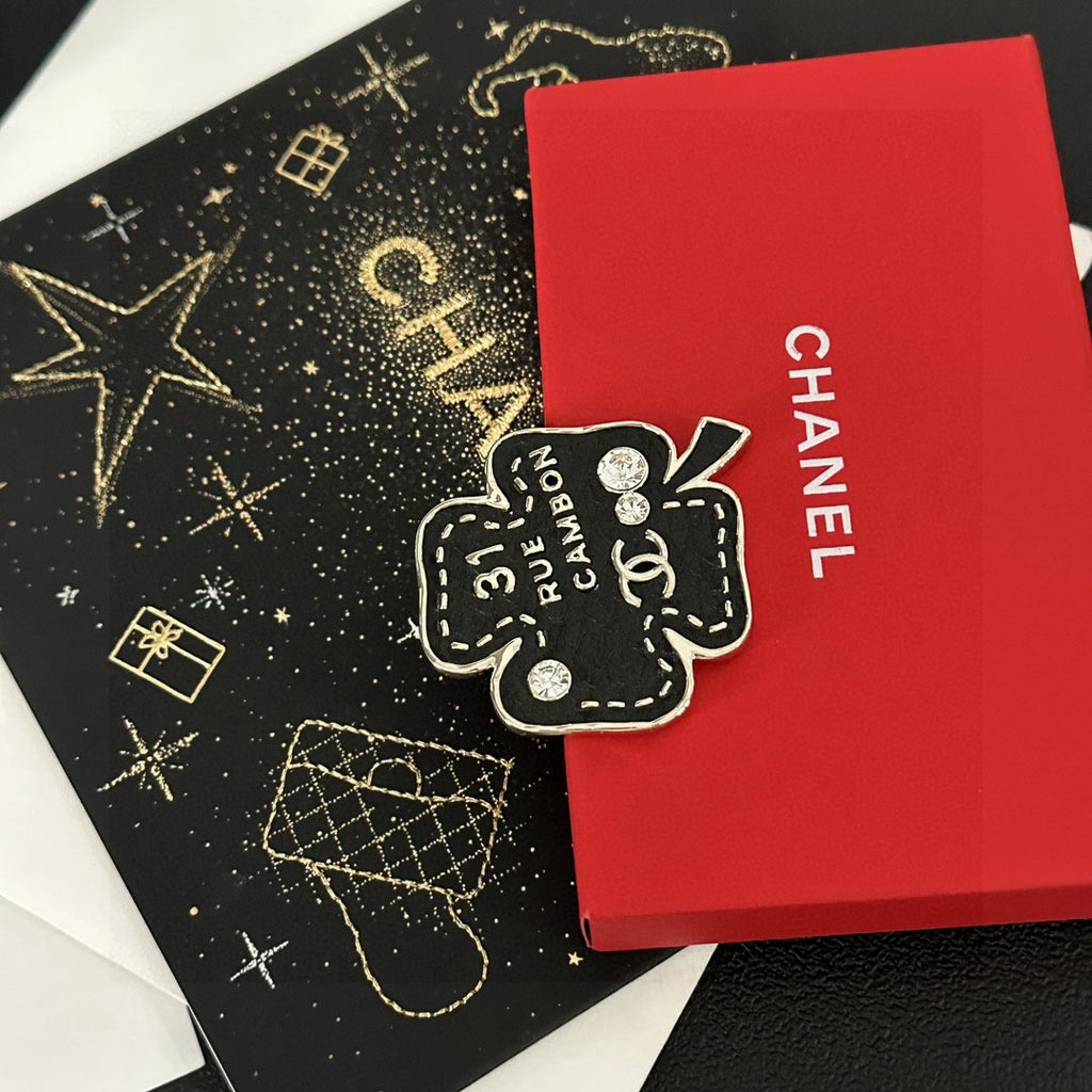 Chanel Black Clover Address Brooch - album image 3