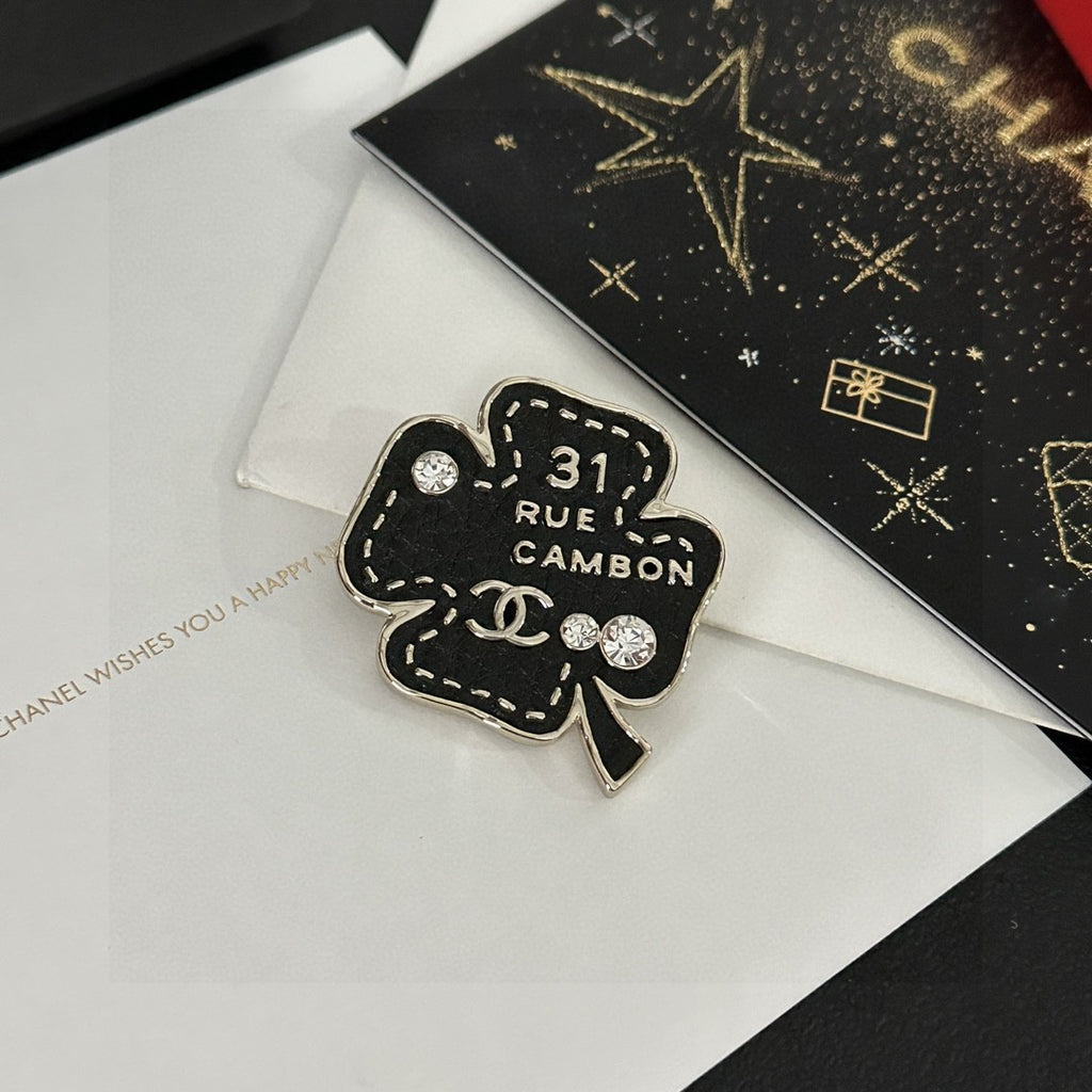 Chanel Black Clover Address Brooch - album image 2