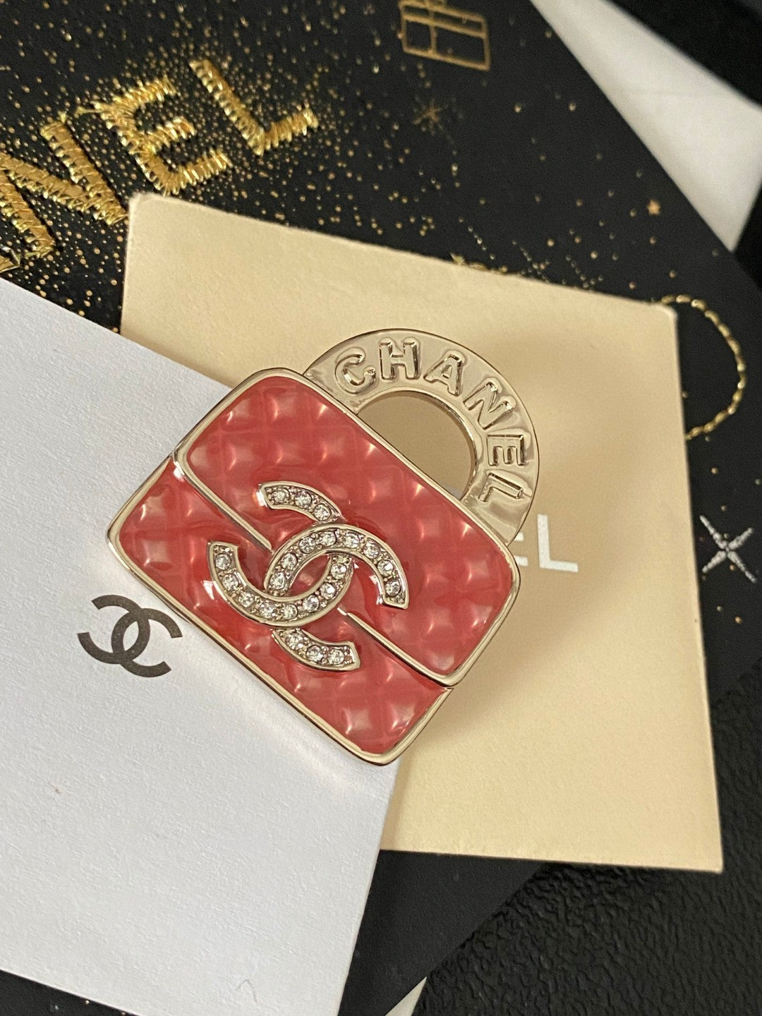Chanel Red Enamel Square CC Ring - album image 1