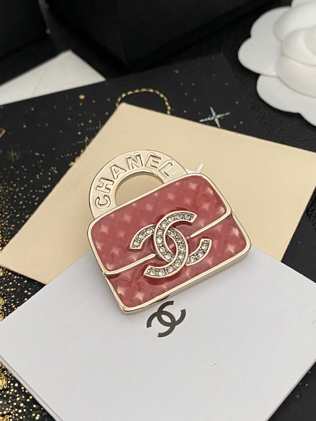 Chanel Red Enamel Square CC Ring - album image 4