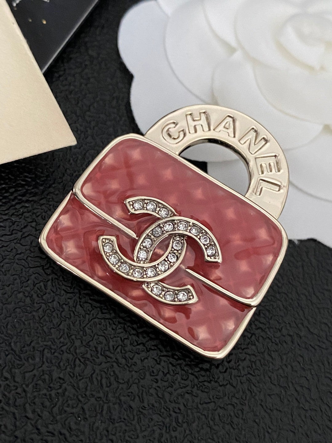 Chanel Red Enamel Square CC Ring - album image 3